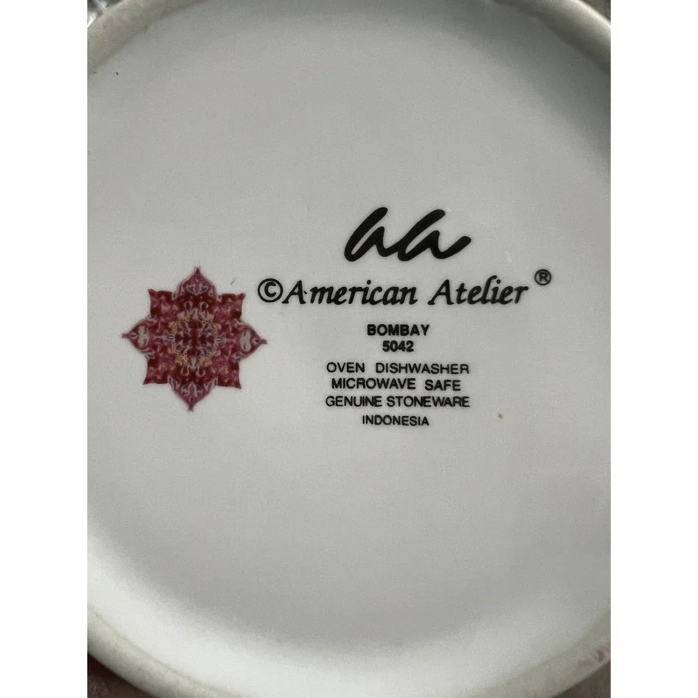 Vintage American Atelier Dinner Salad Bread Plates Coffee Cup Bombay #5042 3pc